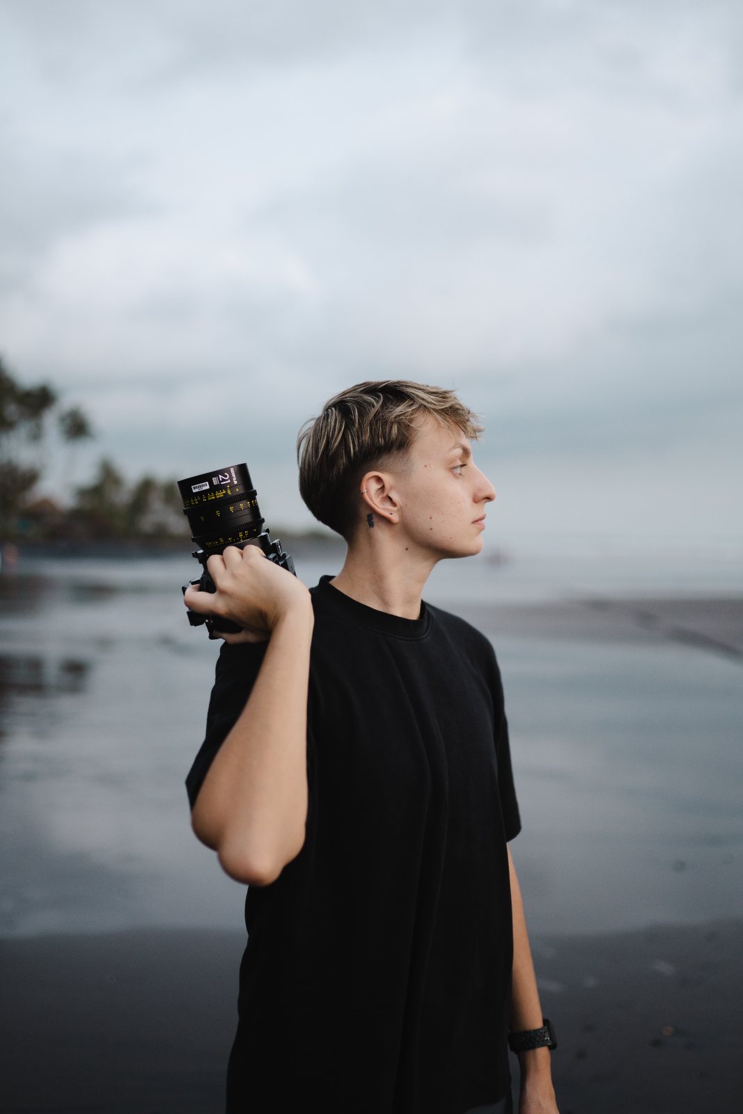 Lucy Galliford on location with a cinema camera
